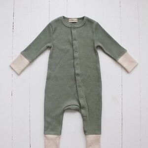 Green Waffle Knit Baby One Piece